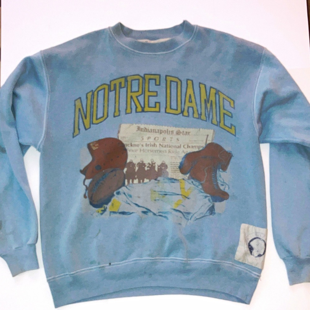 Vintage Classic College Football Notre Dame Men's XL Blue Graphic Pullover